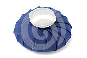 blue ice pack on white background