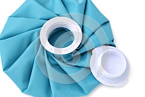blue ice pack on white background