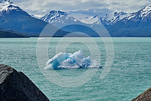 Blue ice of Perito Moreno Glacier in Glaciers national park in Patagonia