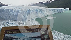 Blue ice of Perito Moreno Glacier in Glaciers national park in Patagonia