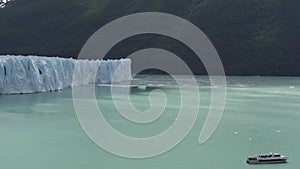 Blue ice of Perito Moreno Glacier in Glaciers national park in Patagonia