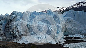 Blue ice of Perito Moreno Glacier in Glaciers national park in Patagonia