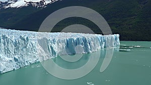 Blue ice of Perito Moreno Glacier in Glaciers national park in Patagonia