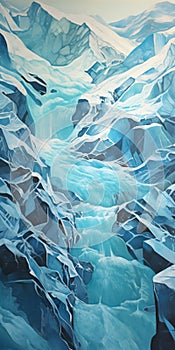 Blue Ice River: A Stunning Glacier Painting In The Style Of Dalhart Windberg