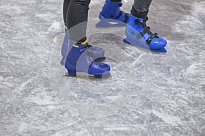Blue ice skates detail
