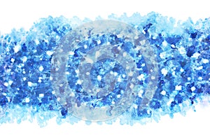 Blue ice or water wave abstract on grunge watercolor hand paint background, winter illustration