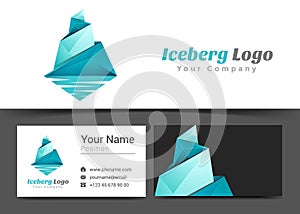 Blue Iceberg Corporate Logo and Business Card Sign Template.