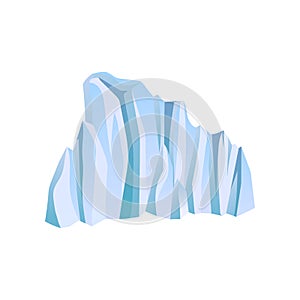 Blue iceberg or ice mountain. Climbing or alpinism theme. Flat vector element for travel brochure, children book or