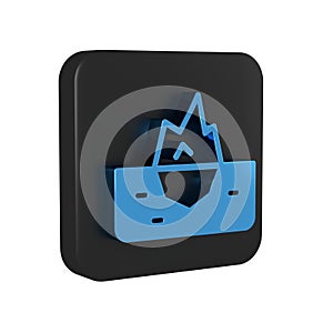 Blue Iceberg icon isolated on transparent background. Black square button.