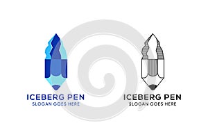 blue iceberg pencil logo template design.
