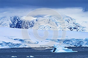 Blue Iceberg Snow Glaciers Mountains Charlotte Bay Antarctica