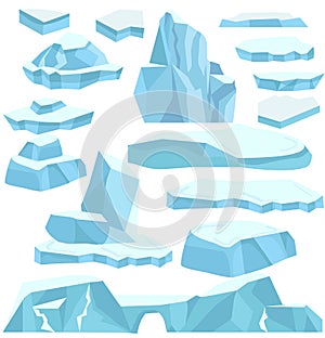 Blue  iceberg Vector Set pieces