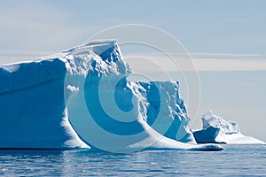 Blue icebergs adrift