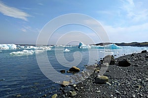 Blue Icebergs Beach Nature Background