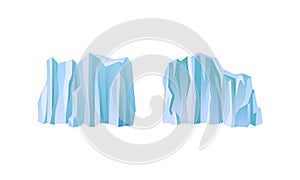 Blue Icebergs Peaks with High Cliff Vector Set