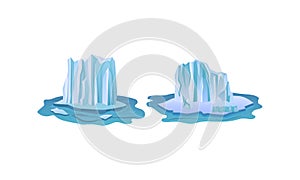 Blue Icebergs Peaks with High Cliff Vector Set