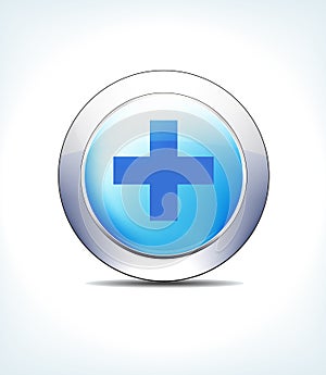 Blue Icon Button Hospital Cross, Healthcare & Pharma