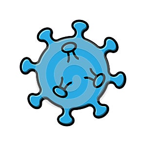 Blue icon of medical chinese virus microbe dangerous deadly strain covid-19 coronavirus epidemic pandemic disease. Vector
