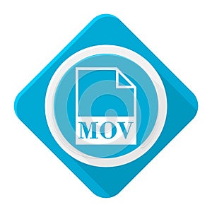 Blue icon mov file with long shadow