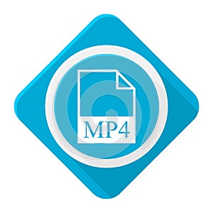 Blue icon mp4 file with long shadow