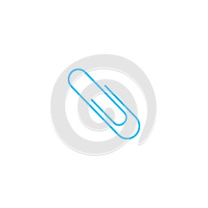 Blue icon with paper clip icon isolated on white background