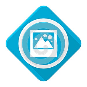 Blue icon photograph with long shadow