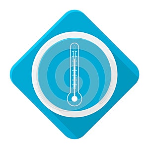 Blue icon thermometer with long shadow