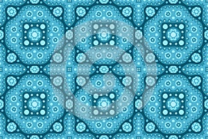 Blue icy art with seamless abstract tile pattern