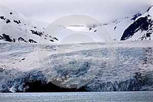 Blue Icy Portage Glacier and Mountain Alaska