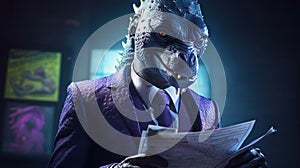 Blue Iguana as Insurance Agent Artwork