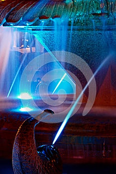 Blue illuminated fountain on the Plaza Opera in Timisoara 3