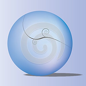 Blue illustrated sphere with twirl
