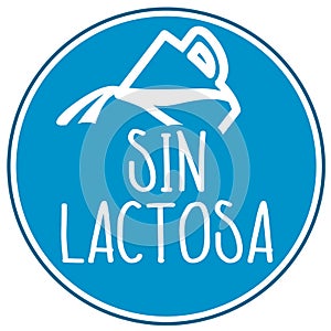 Blue illustration with the spanish word for lactose free - sin lactosa