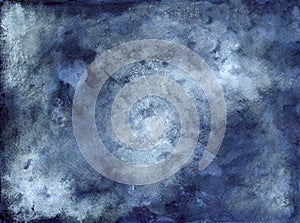 Blue Indigo White Dusty Abstract Background - Ink on Paper