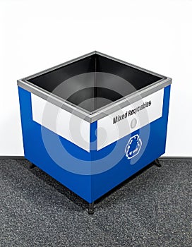Blue Industrial Bin for Mixed Recyclables