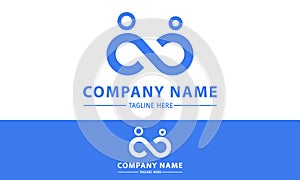 Blue Infinity Loop Abstract People Chat Logo Design