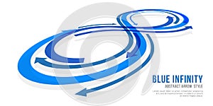 Blue infinity sign with abstract arrow style vector design