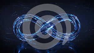 Blue infinity symbol 3D rendering illustration