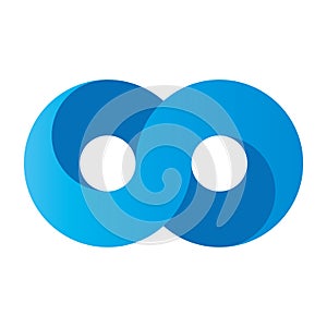 Blue infinity symbol icon. 3D-like gradient design effect. Vector illustration