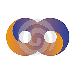 Blue infinity symbol icon. 3D-like gradient design effect. Vector illustration