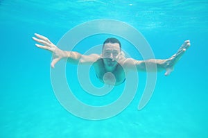 Blue infinity (underwater swimmer)