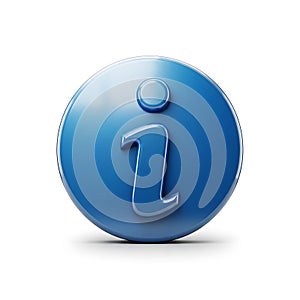 Blue information symbol icon round button glossy design white background