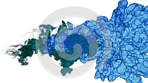 Blue Ink or smoke for effect and compositing. VFX Ink clouds or smoke with alpha mask. Super slow motion shot close-up