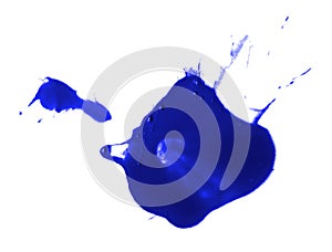 Blue ink splash liquid splattered inkblot drop