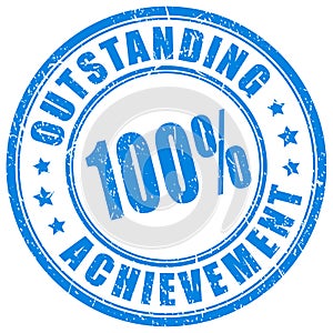 Blue ink stamp outstanding achievement