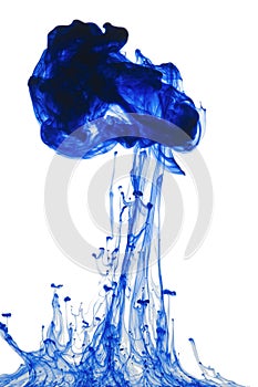 Blue ink surge on white