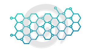 Blue Interconnected Hexagonal Grid, Molecular Structure Art, vector design Generative AI