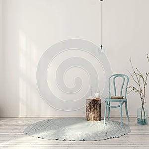 Blue interior with vintage chair