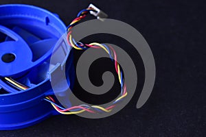 Blue internal computer cooler with wire