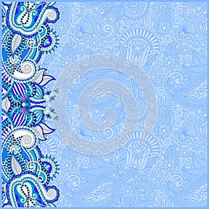 Blue invitation card with ethnic background, royal ornamental de
